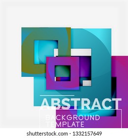 Farbquadrat Zusammensetzung mit Text. Geometrischer abstrakter Hintergrund. Vektorgrafik
