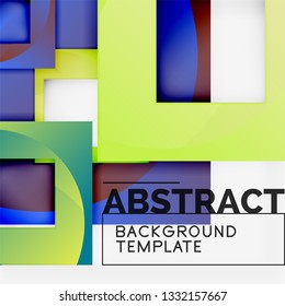Composição quadrada colorida com texto. Fundo geométrico abstrato. Ilustração vetorial