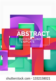 Farbquadrat Zusammensetzung mit Text. Geometrischer abstrakter Hintergrund. Vektorgrafik