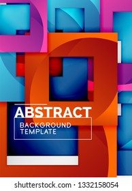 Composición cuadrada de color con texto. Fondo abstracto geométrico. Ilustración del vector