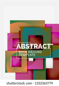 Color square composition with text. Geometric abstract background. Vector illustration