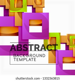 Color square composition with text. Geometric abstract background. Vector illustration