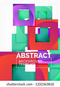Color square composition with text. Geometric abstract background. Vector illustration