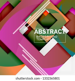 Color square composition with text. Geometric abstract background. Vector illustration