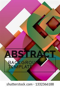 Color square composition with text. Geometric abstract background. Vector illustration