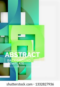 Color square composition with text. Geometric abstract background. Vector illustration