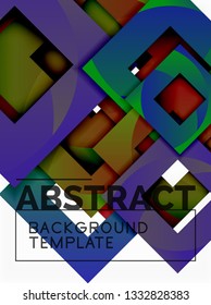 Color square composition with text. Geometric abstract background. Vector illustration