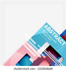 Color square composition with text. Geometric abstract background. Vector illustration