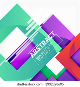 Color square composition with text. Geometric abstract background. Vector illustration