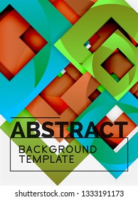 Color square composition with text. Geometric abstract background. Vector illustration