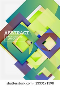 Color square composition with text. Geometric abstract background. Vector illustration