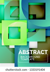 Color square composition with text. Geometric abstract background. Vector illustration