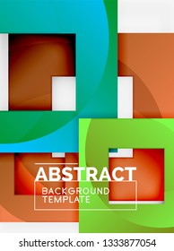 Color square composition with text. Geometric abstract background. Vector illustration