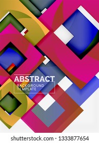 Color square composition with text. Geometric abstract background. Vector illustration
