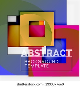 Farbquadrat Zusammensetzung mit Text. Geometrischer abstrakter Hintergrund. Vektorgrafik