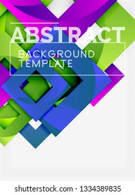 Color square composition with text. Geometric abstract background. Vector illustration