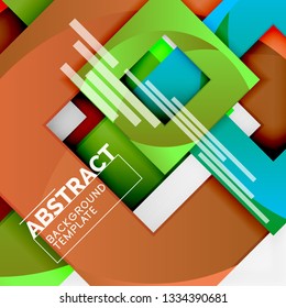 Color square composition with text. Geometric abstract background. Vector illustration