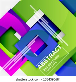 Color square composition with text. Geometric abstract background. Vector illustration