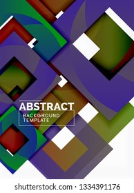 Color square composition with text. Geometric abstract background. Vector illustration