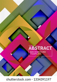 Color square composition with text. Geometric abstract background. Vector illustration