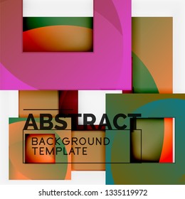 Color square composition with text. Geometric abstract background. Vector illustration