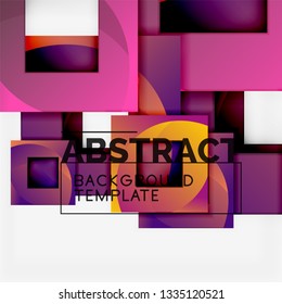 Color square composition with text. Geometric abstract background. Vector illustration