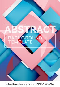 Color square composition with text. Geometric abstract background. Vector illustration