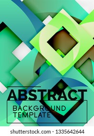 Color square composition with text. Geometric abstract background. Vector illustration