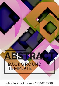 Color square composition with text. Geometric abstract background. Vector illustration