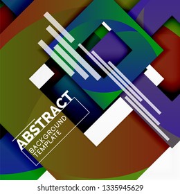 Color square composition with text. Geometric abstract background. Vector illustration