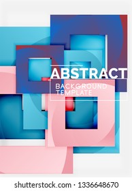Color square composition with text. Geometric abstract background. Vector illustration