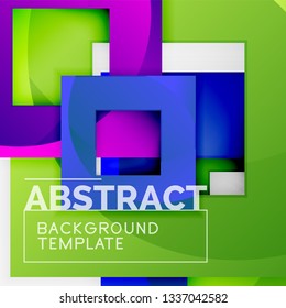 Color square composition with text. Geometric abstract background. Vector illustration