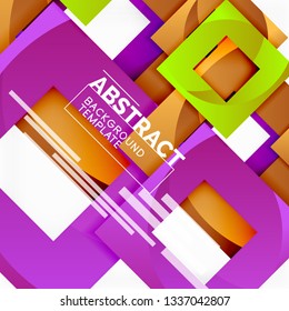 Color square composition with text. Geometric abstract background. Vector illustration