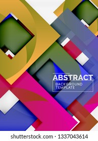 Color square composition with text. Geometric abstract background. Vector illustration