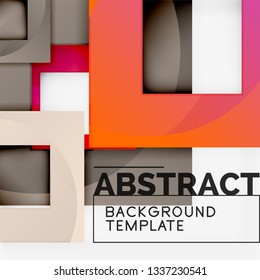 Color square composition with text. Geometric abstract background. Vector illustration