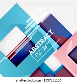 Color square composition with text. Geometric abstract background. Vector illustration