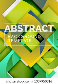 Color square composition with text. Geometric abstract background. Vector illustration