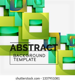 Color square composition with text. Geometric abstract background. Vector illustration
