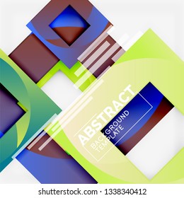 Color square composition with text. Geometric abstract background. Vector illustration