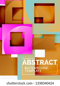 Farbquadrat Zusammensetzung mit Text. Geometrischer abstrakter Hintergrund. Vektorgrafik