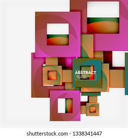 Color square composition with text. Geometric abstract background. Vector illustration