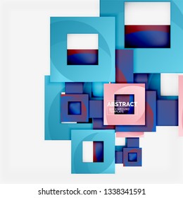 Color square composition with text. Geometric abstract background. Vector illustration