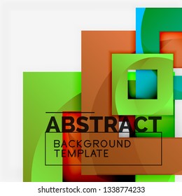Color square composition with text. Geometric abstract background. Vector illustration