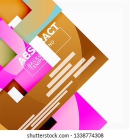 Color square composition with text. Geometric abstract background. Vector illustration