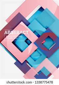 Color square composition with text. Geometric abstract background. Vector illustration