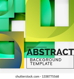Color square composition with text. Geometric abstract background. Vector illustration