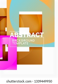 Color square composition with text. Geometric abstract background. Vector illustration