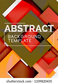 Color square composition with text. Geometric abstract background. Vector illustration