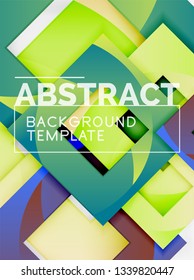 Color square composition with text. Geometric abstract background. Vector illustration