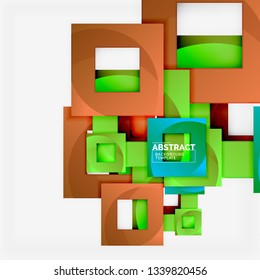 Color square composition with text. Geometric abstract background. Vector illustration